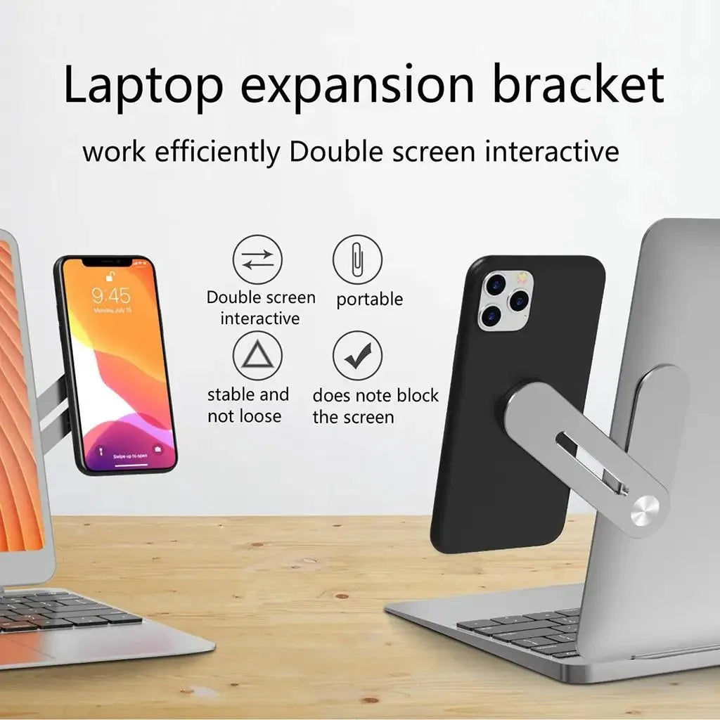 Laptop Side Cellphone Magnet Holder Adjustable Portable Magnetic Stand Monitor Expansion Phone Metal Bracket for iPhone 16 15 14