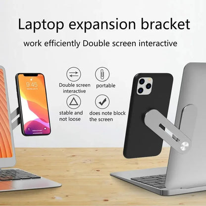 Laptop Side Cellphone Magnet Holder Adjustable Portable Magnetic Stand Monitor Expansion Phone Metal Bracket for iPhone 16 15 14